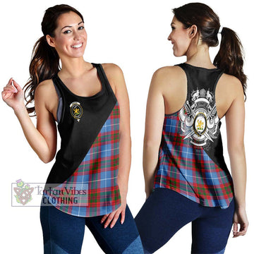 Newton Tartan Women's Racerback Tanks with Family Crest and Military Logo Style 4XL - Tartan Vibes Clothing