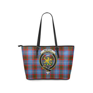 Newton Tartan Leather Tote Bag with Family Crest