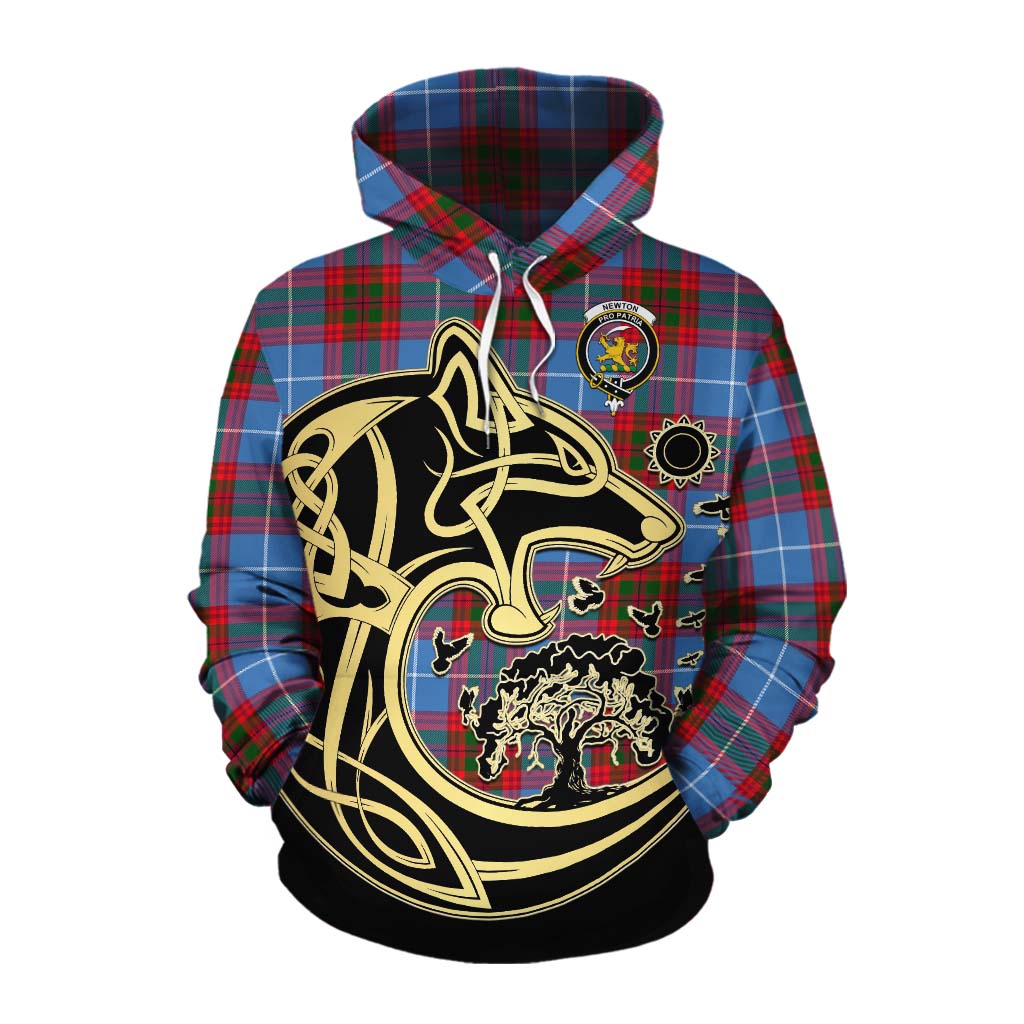 Newton Tartan Cotton Hoodie with Family Crest Celtic Wolf Style Pullover Hoodie XS - Tartan Vibes Clothing