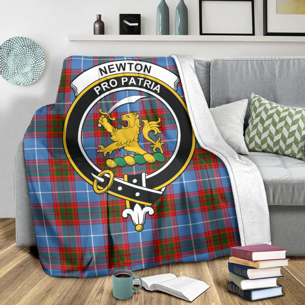 Newton Tartan Blanket with Family Crest X-Large 59 x 79 inches 150 x 200 cm - Tartan Vibes Clothing