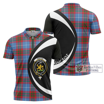 Newton Tartan Zipper Polo Shirt with Family Crest Circle Style Unisex - Tartan Vibes Clothing