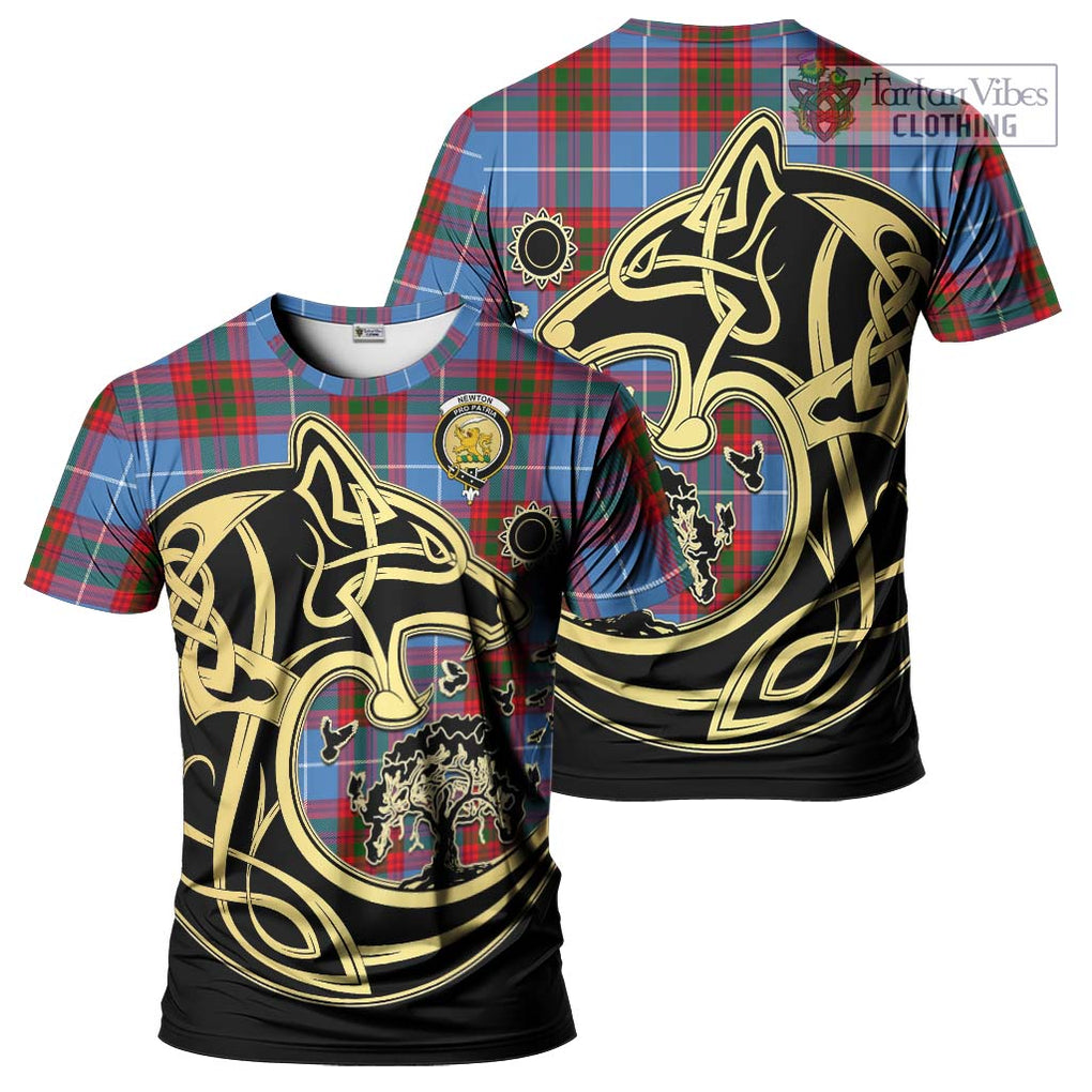 Newton Tartan T-Shirt with Family Crest Celtic Wolf Style Kid's Shirt - Tartan Vibes Clothing