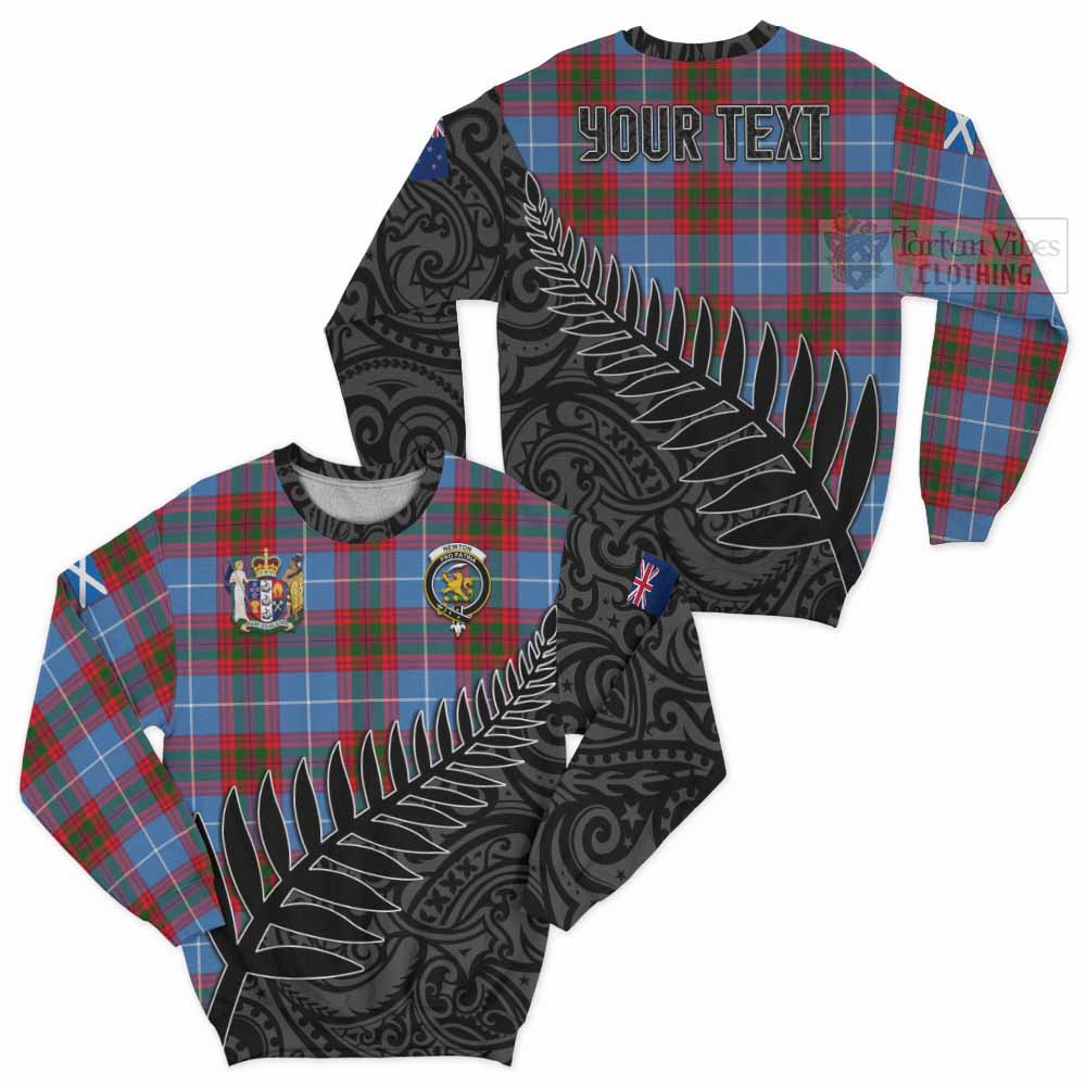 Newton Crest Tartan Sweatshirt with New Zealand Silver Fern Half Style Unisex - Tartan Vibes Clothing