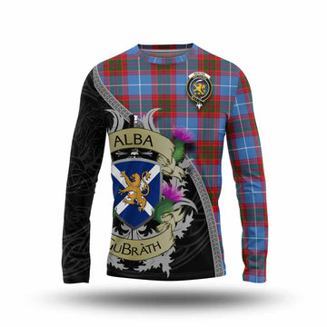 Newton Tartan Family Crest Long Sleeve T-Shirt Lion Rampant Royal Thistle Shield Celtic Inspired Unisex - Tartan Vibes Clothing