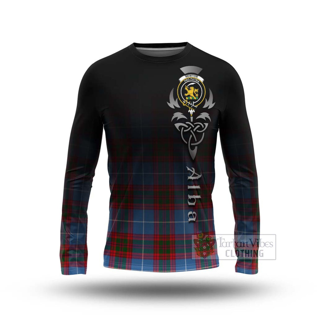 Newton Tartan Long Sleeve T-Shirt Featuring Alba Gu Brath Family Crest Celtic Inspired Unisex - Tartan Vibes Clothing