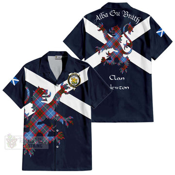 Newton Tartan Lion Rampant Hawaiian Shirt Proudly Display Your Heritage with Alba Gu Brath and Clan Name Kid - Tartan Vibes Clothing