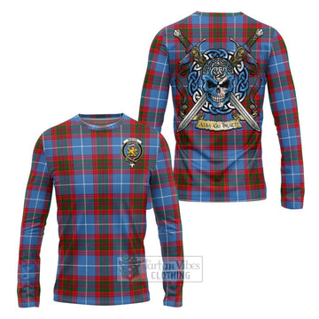 Newton Tartan Long Sleeve T-Shirt with Family Crest Celtic Skull Style Unisex - Tartan Vibes Clothing