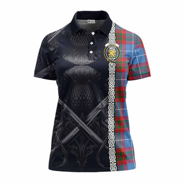 Newton Tartan Women's Polo Shirt with Family Crest Cross Sword Thistle Celtic Vibes Women - Tartan Vibes Clothing