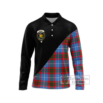 Newton Tartan Long Sleeve Polo Shirt with Family Crest and Military Logo Style Unisex - Tartan Vibes Clothing