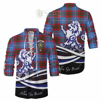 Newton Tartan Ghillie Kilt Shirt with Alba Gu Brath Regal Lion Emblem Men - Tartan Vibes Clothing
