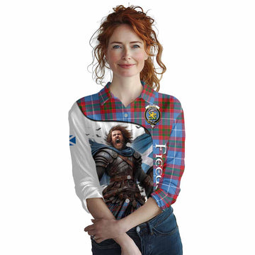 Tartan Vibes Clothing Newton Crest Tartan Women's Casual Shirt Inspired by the Freedom of Scottish Warrior