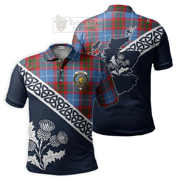 Newton Tartan Polo Shirt Featuring Thistle and Scotland Map Kid - Tartanvibesclothing Store