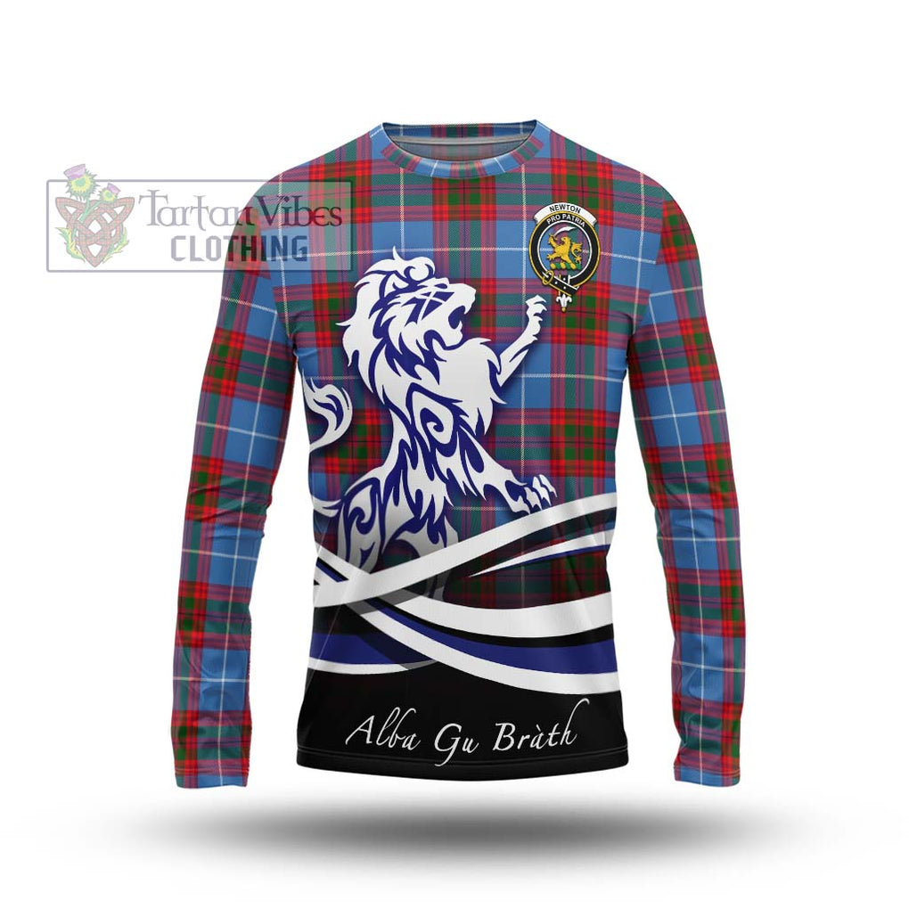 Newton Tartan Long Sleeve T-Shirt with Alba Gu Brath Regal Lion Emblem Unisex - Tartan Vibes Clothing