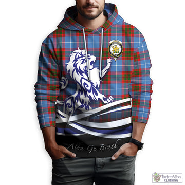 Newton Tartan Hoodie with Alba Gu Brath Regal Lion Emblem Zip Hoodie - Tartan Vibes Clothing