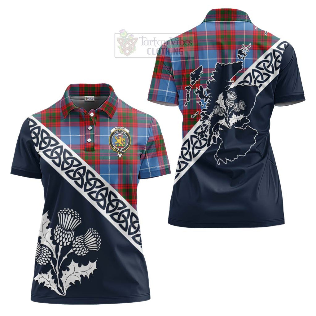 Newton Tartan Women's Polo Shirt Featuring Thistle and Scotland Map Women - Tartanvibesclothing Store