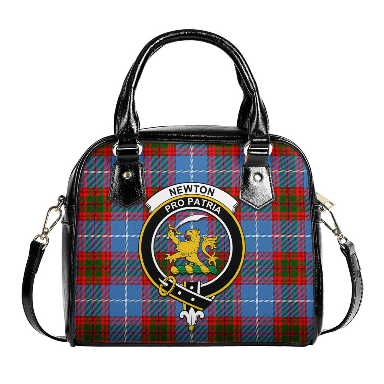 Newton Tartan Shoulder Handbags with Family Crest One Size 9*21*24 cm (3.54*8.27*9.45 inches) - Tartan Vibes Clothing