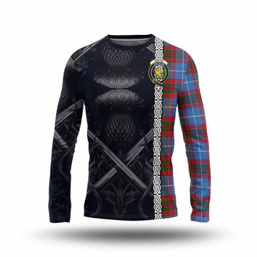 Newton Tartan Long Sleeve T-Shirt with Family Crest Cross Sword Thistle Celtic Vibes Unisex - Tartan Vibes Clothing