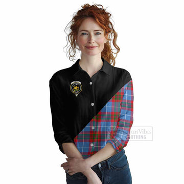 Newton Tartan Women's Casual Shirt with Family Crest and Military Logo Style Female - Tartan Vibes Clothing
