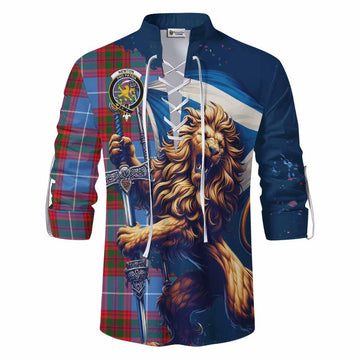 Newton Tartan Family Crest Ghillie Kilt Shirt with Scottish Majestic Lion Men - Tartan Vibes Clothing