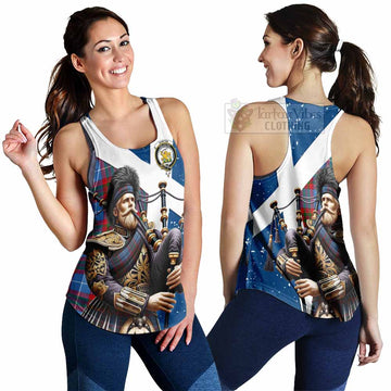 Newton Tartan Women's Racerback Tanks with Family Crest Scottish Bagpiper Vibes 4XL - Tartan Vibes Clothing