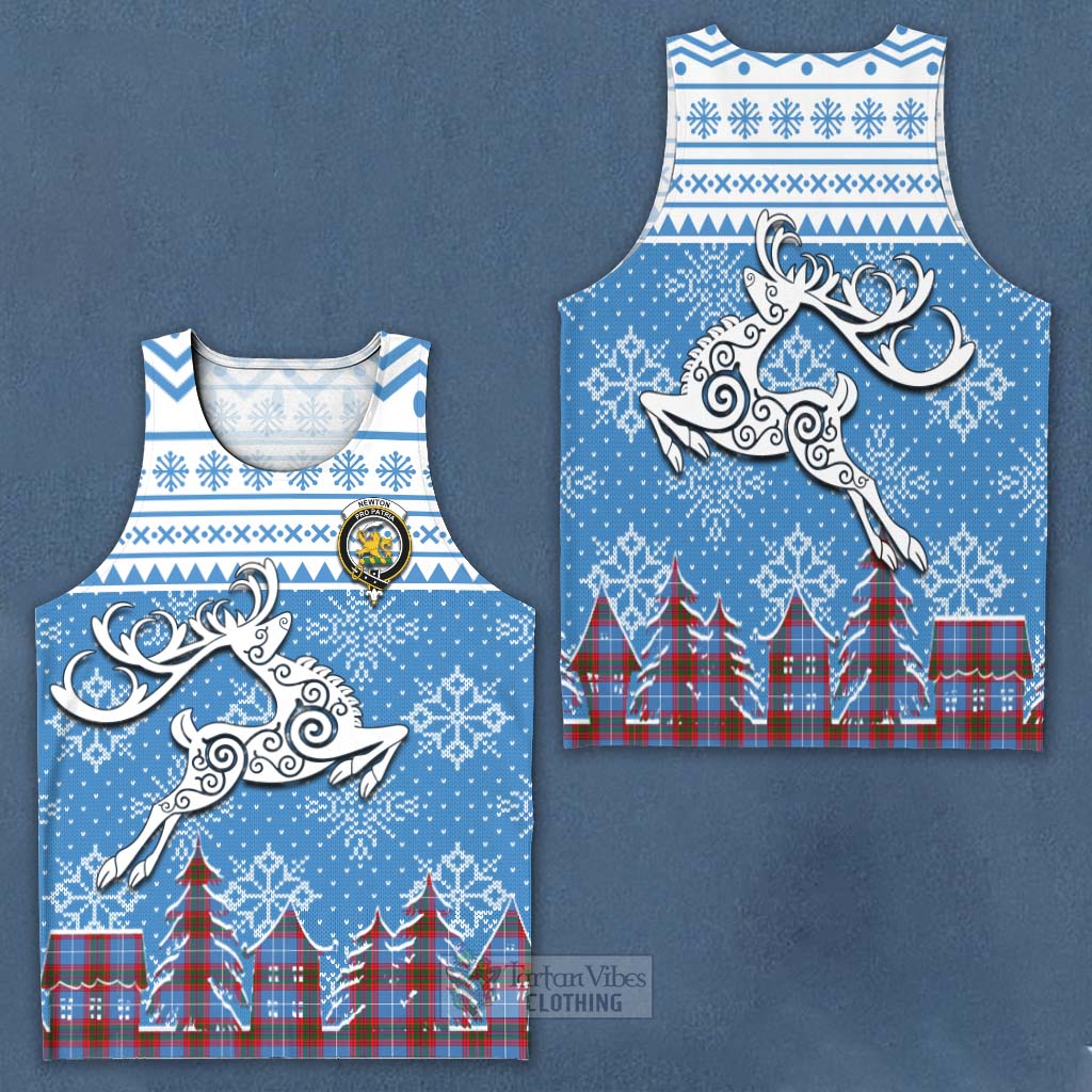 Newton Clan Christmas Men's Tank Top Celtic Reindeer Style Men - Tartan Vibes Clothing