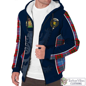 Newton Tartan Sherpa Hoodie with Family Crest and Lion Rampant Vibes Sport Style Unisex - Tartan Vibes Clothing
