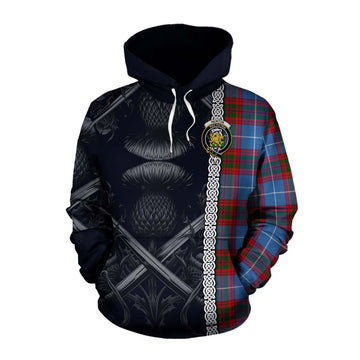Newton Tartan Cotton Hoodie with Family Crest Cross Sword Thistle Celtic Vibes Pullover Hoodie XS - Tartan Vibes Clothing