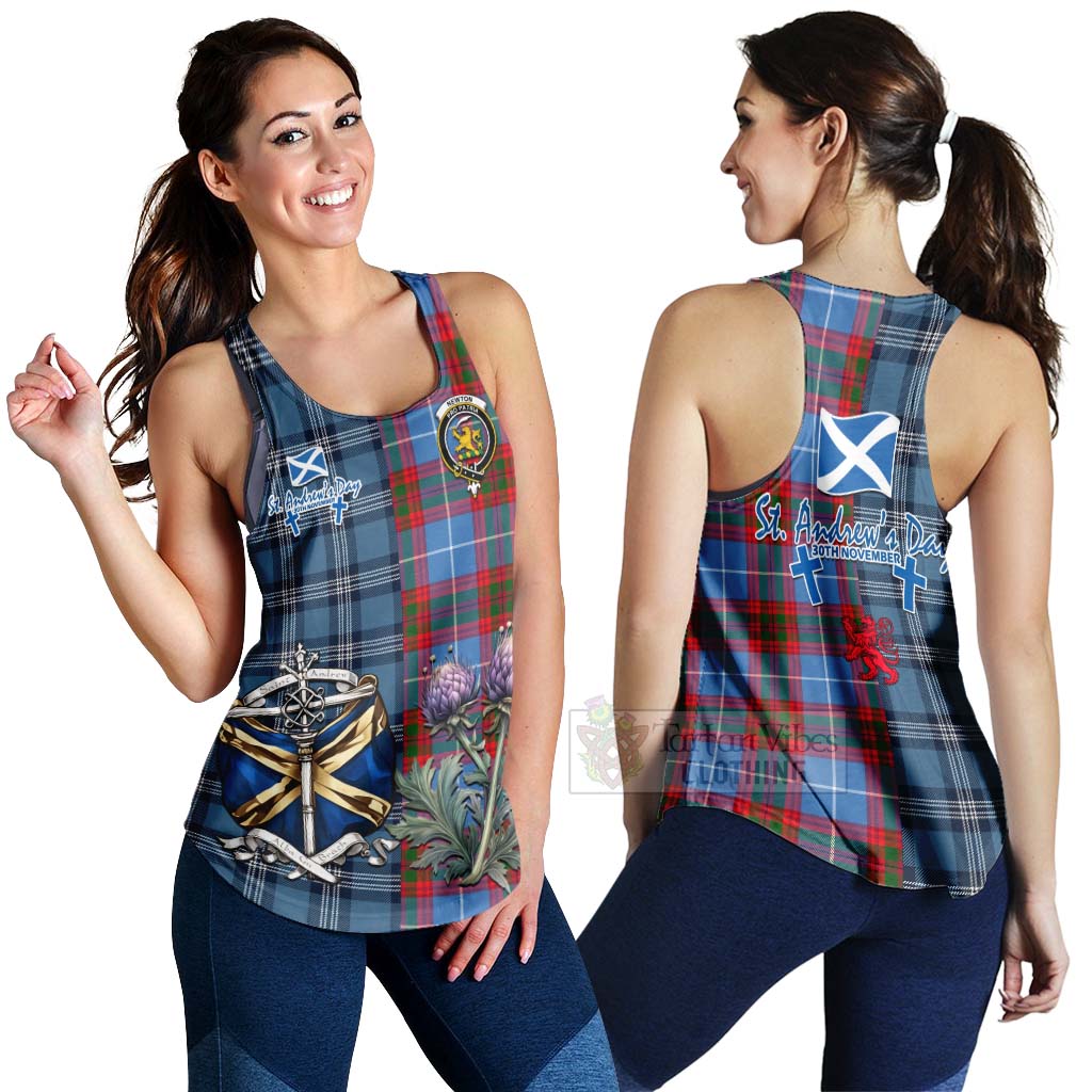 Newton Tartan Women's Racerback Tanks Happy St. Andrew's Day Half Tartan Style 4XL - Tartan Vibes Clothing