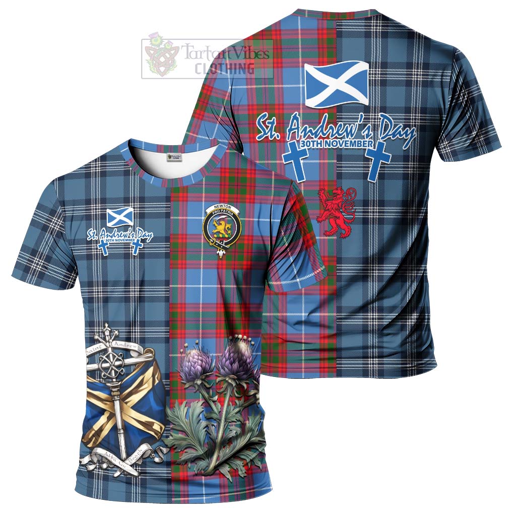 Newton Tartan T-Shirt Happy St. Andrew's Day Half Tartan Style Kid's Shirt - Tartan Vibes Clothing
