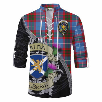 Newton Tartan Family Crest Ghillie Kilt Shirt Lion Rampant Royal Thistle Shield Celtic Inspired Men - Tartan Vibes Clothing