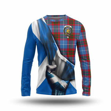 Newton Tartan Long Sleeve T-Shirt with Family Crest Scotland Patriotic Style Unisex - Tartan Vibes Clothing
