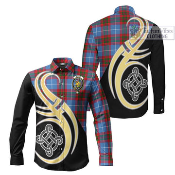 Newton Tartan Long Sleeve Button Shirt with Family Crest and Celtic Symbol Style Men's Shirt S - Tartan Vibes Clothing