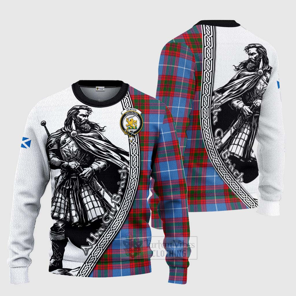 Newton Tartan Clan Crest Knitted Sweater with Highlander Warrior Celtic Style Unisex - Tartan Vibes Clothing
