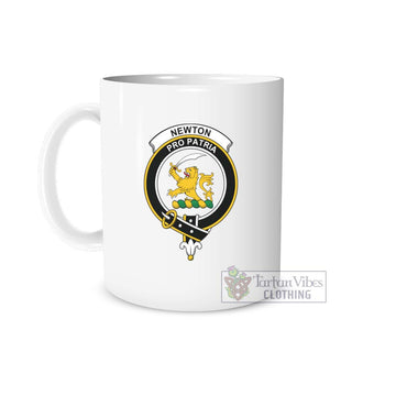 Newton Family Crest Ceramic Mug White - 2D-tartanvibesclothing