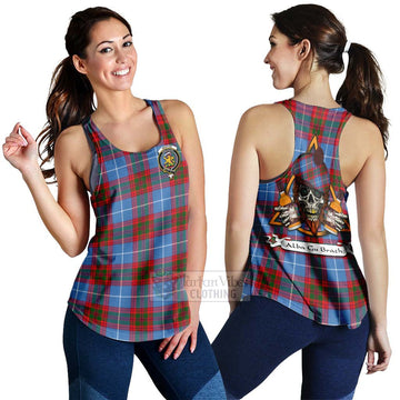 Newton Tartan Women's Racerback Tanks with Family Crest and Bearded Skull Holding Bottles of Whiskey 4XL - Tartan Vibes Clothing