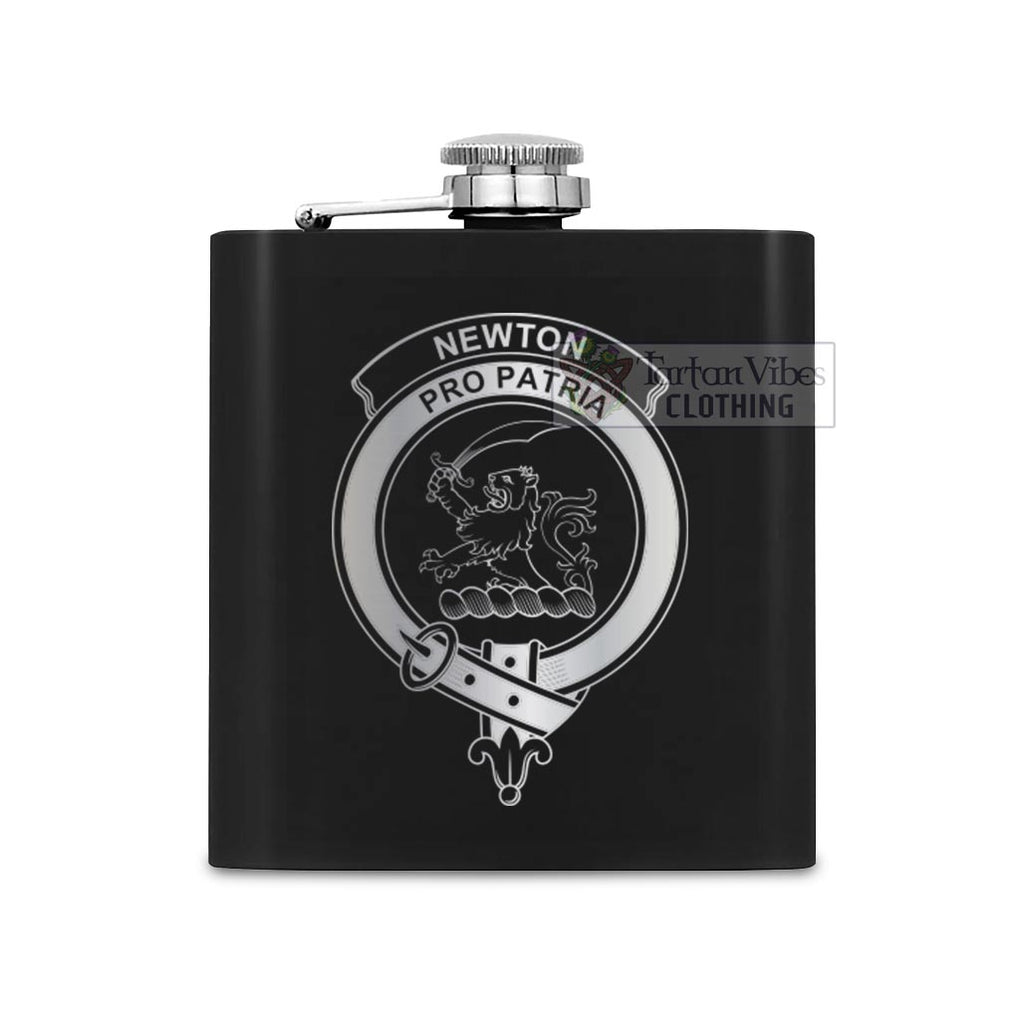Newton Crest Hip Flask Set 7oz Black Stainless Steel with A Gift Box One Size 7oz - 2D-tartanvibesclothing
