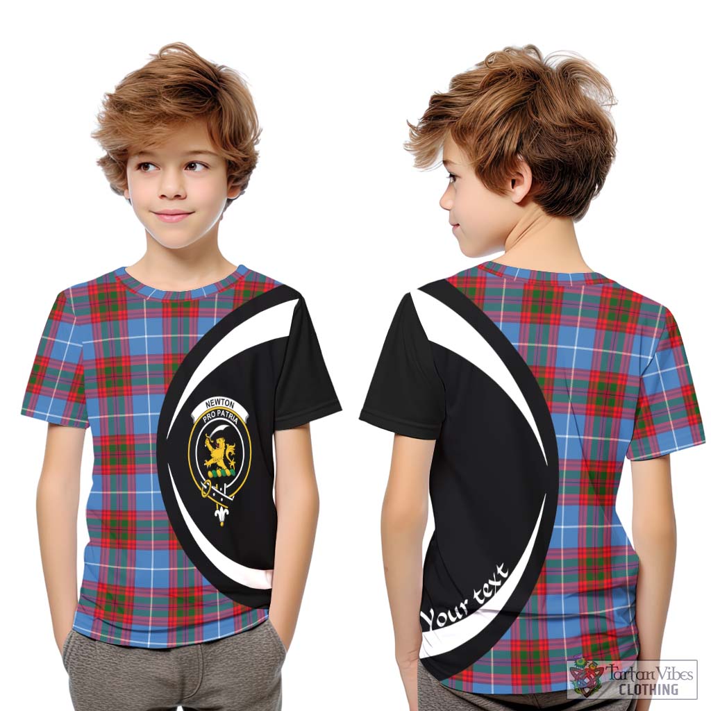 Newton Tartan Kid T-Shirt with Family Crest Circle Style Youth XL Size14 - Tartan Vibes Clothing