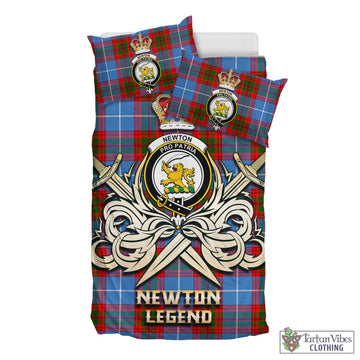 Newton Tartan Bedding Set with Clan Crest and the Golden Sword of Courageous Legacy