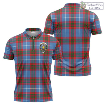 Newton Tartan Zipper Polo Shirt with Family Crest - Tartan Vibes Clothing