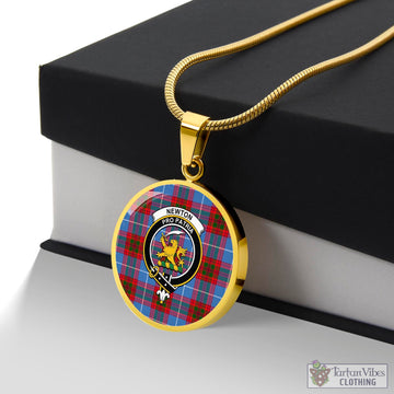 Newton Tartan Circle Necklace with Family Crest Luxury Necklace (Gold) No - Tartan Vibes Clothing