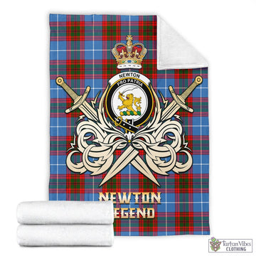 Newton Tartan Blanket with Clan Crest and the Golden Sword of Courageous Legacy - Tartan Vibes Clothing
