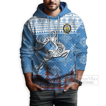 Newton Clan Christmas Hoodie Celtic Reindeer Style - Tartan Vibes Clothing