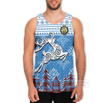 Newton Clan Christmas Men's Tank Top Celtic Reindeer Style - Tartan Vibes Clothing