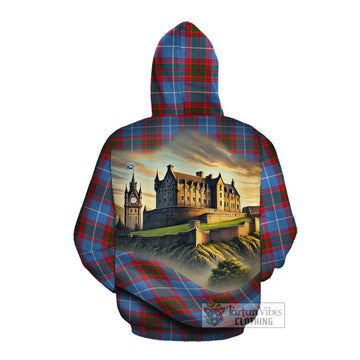 Newton Tartan Family Crest Cotton Hoodie with Scottish Ancient Castle Style Pullover Hoodie - Tartan Vibes Clothing