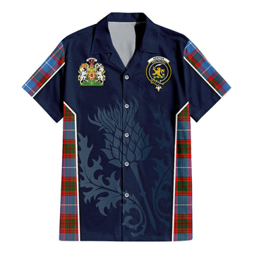 Newton Tartan Hawaiian Shirt with Family Crest and Scottish Thistle Vibes Sport Style - Tartan Vibes Clothing