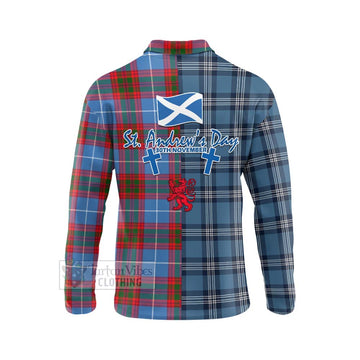 Newton Tartan Long Sleeve Polo Shirt Happy St. Andrew's Day Half Tartan Style - Tartan Vibes Clothing