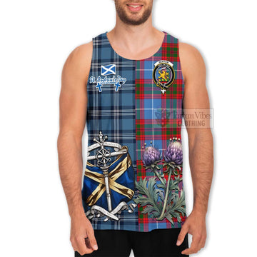 Newton Tartan Men's Tank Top Happy St. Andrew's Day Half Tartan Style - Tartan Vibes Clothing