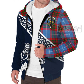 Newton Tartan Sherpa Hoodie Featuring Thistle and Scotland Map - Tartan Vibes Clothing
