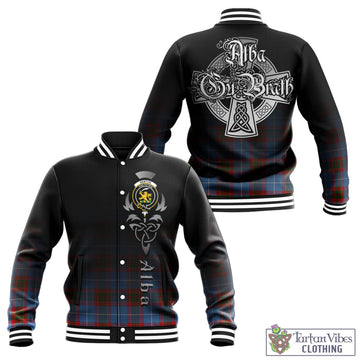 Newton Tartan Baseball Jacket Featuring Alba Gu Brath Family Crest Celtic Inspired - Tartan Vibes Clothing