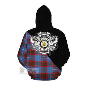 Newton Tartan Cotton Hoodie with Family Crest and Military Logo Style Pullover Hoodie - Tartan Vibes Clothing